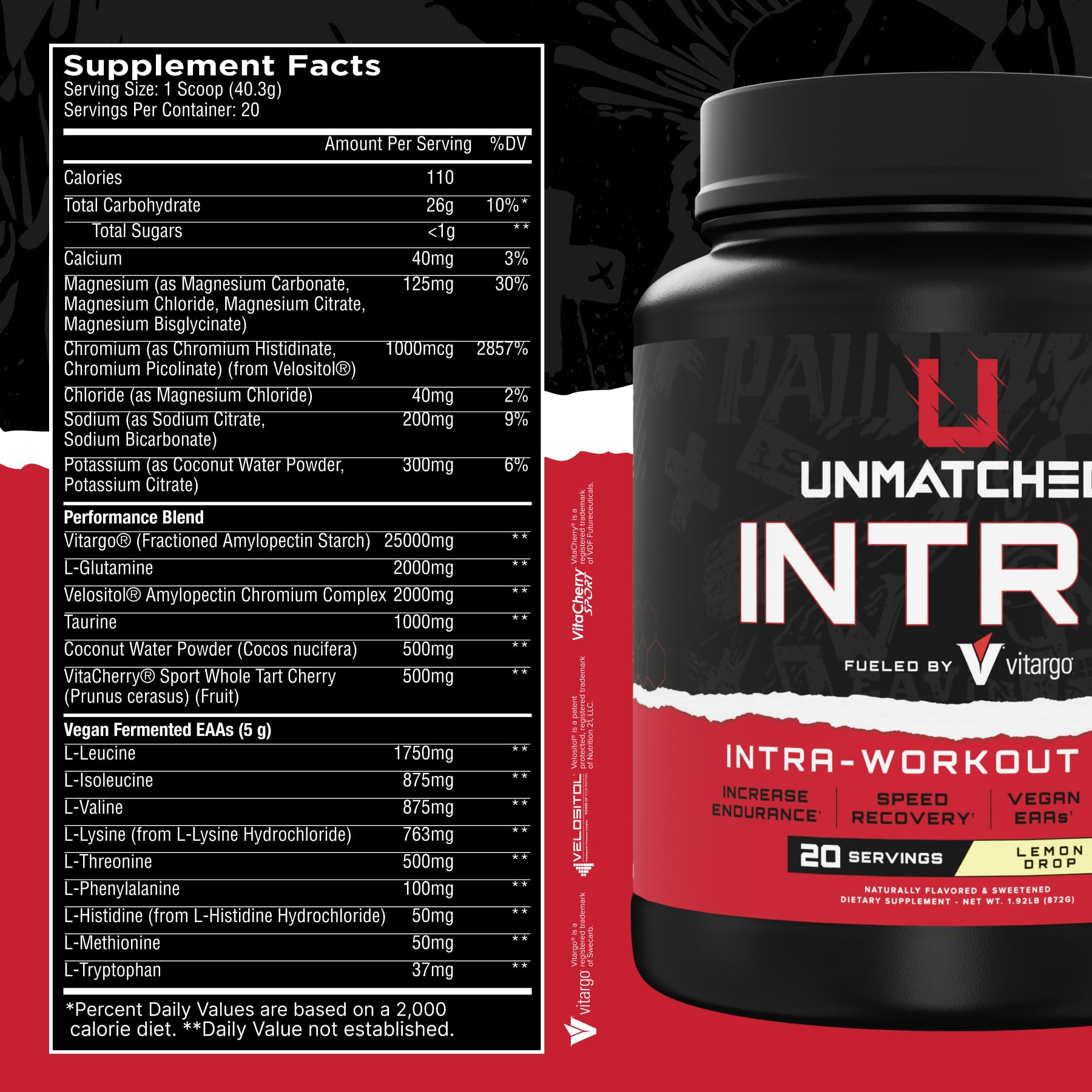Unmatched Intra Workout Powder scoop demonstrates precise, convenient dosing for workouts.