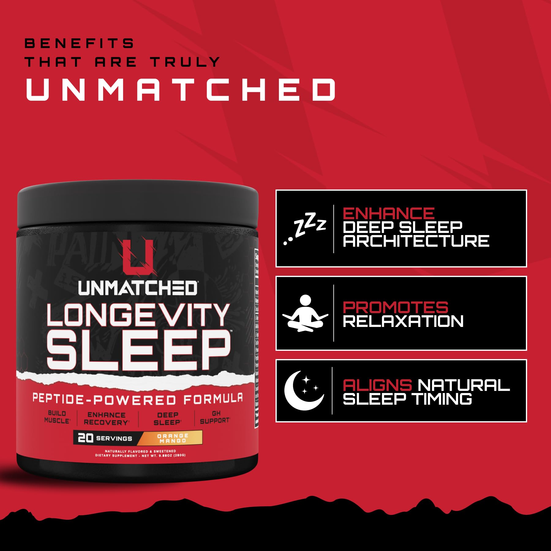 Unmatched Longevity Sleep PeptiSleep scoop highlights the night blend for deeper rest