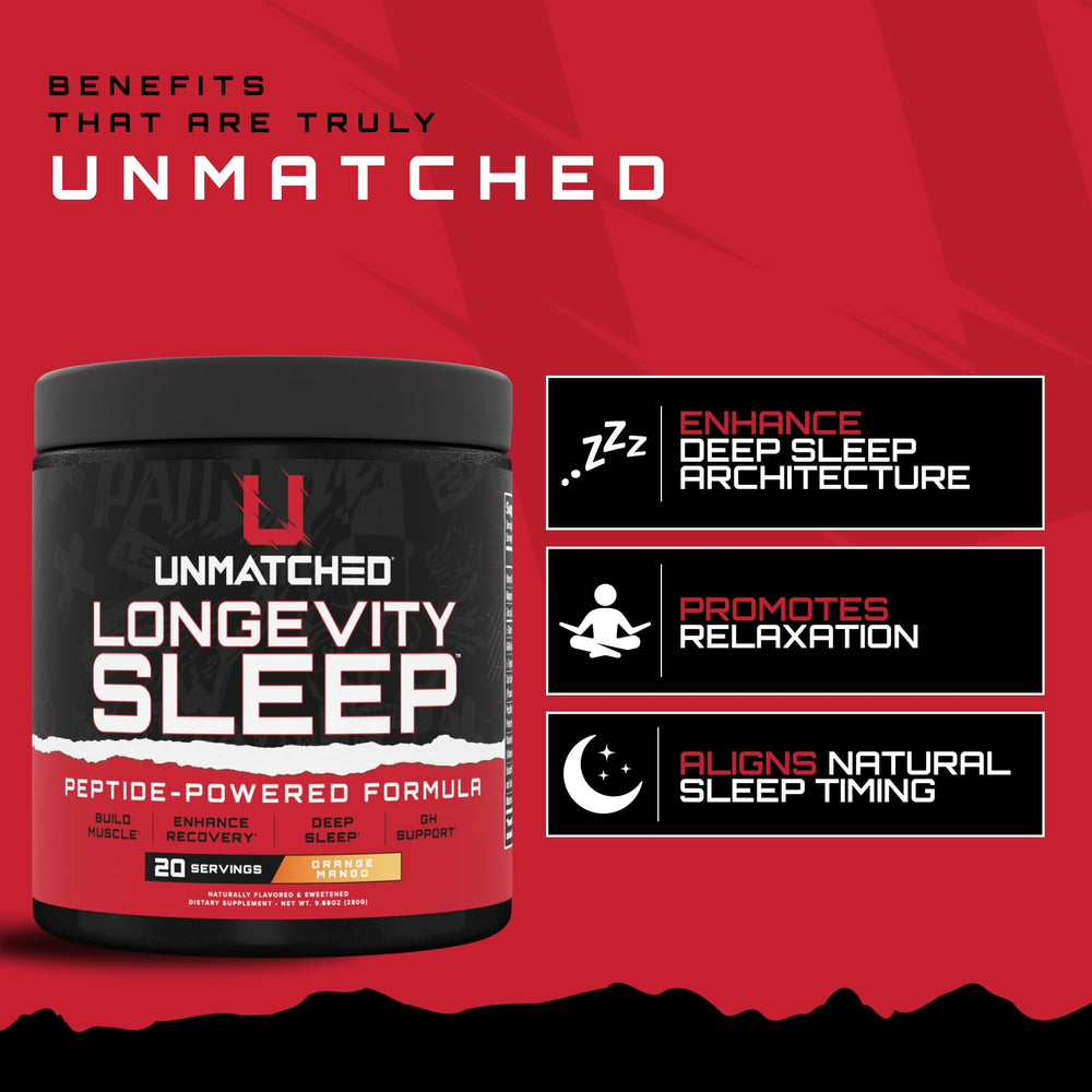 Unmatched Longevity Sleep PeptiSleep scoop highlights the night blend for deeper rest