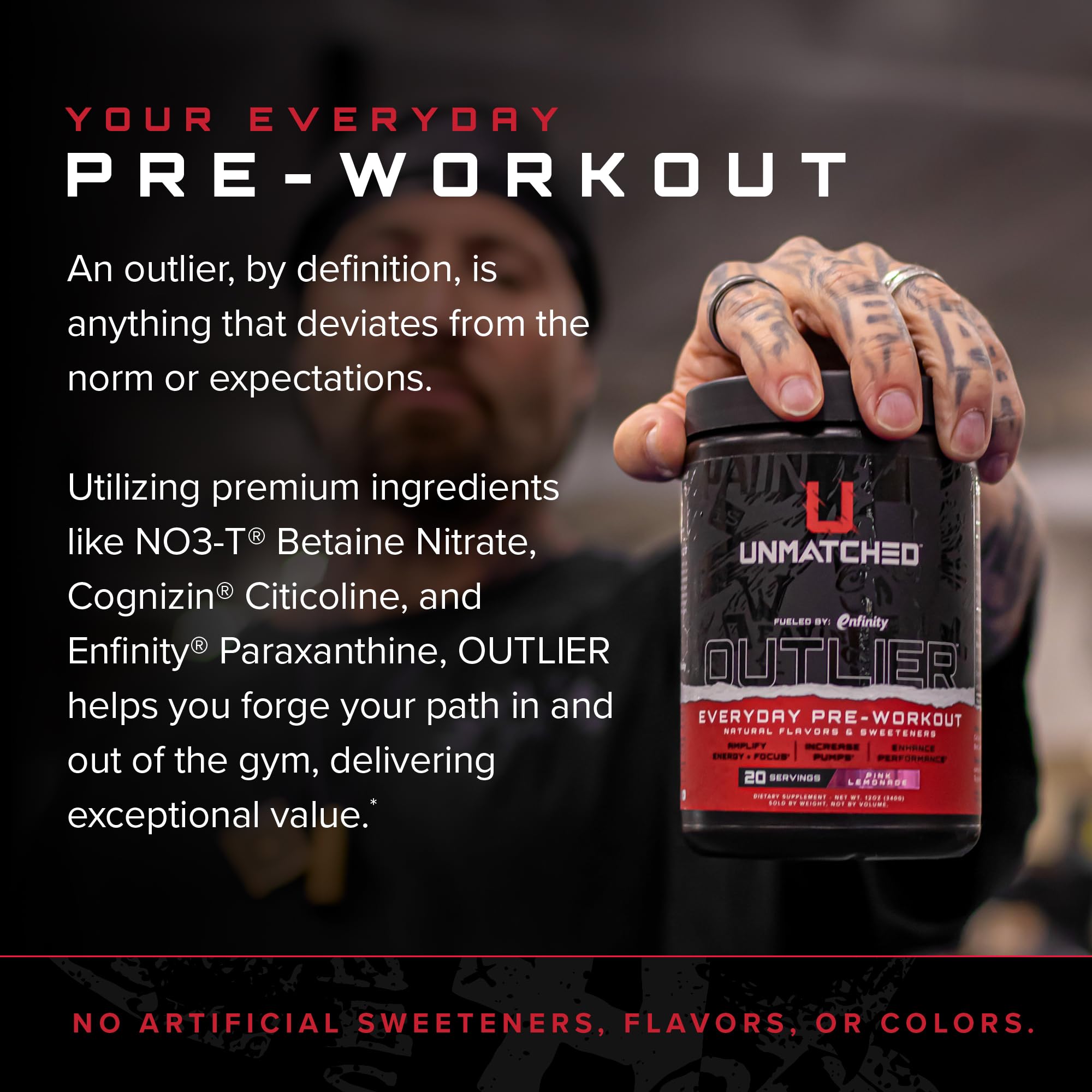 Unmatched Outlier bottle label highlights NO3-T nitrate blend