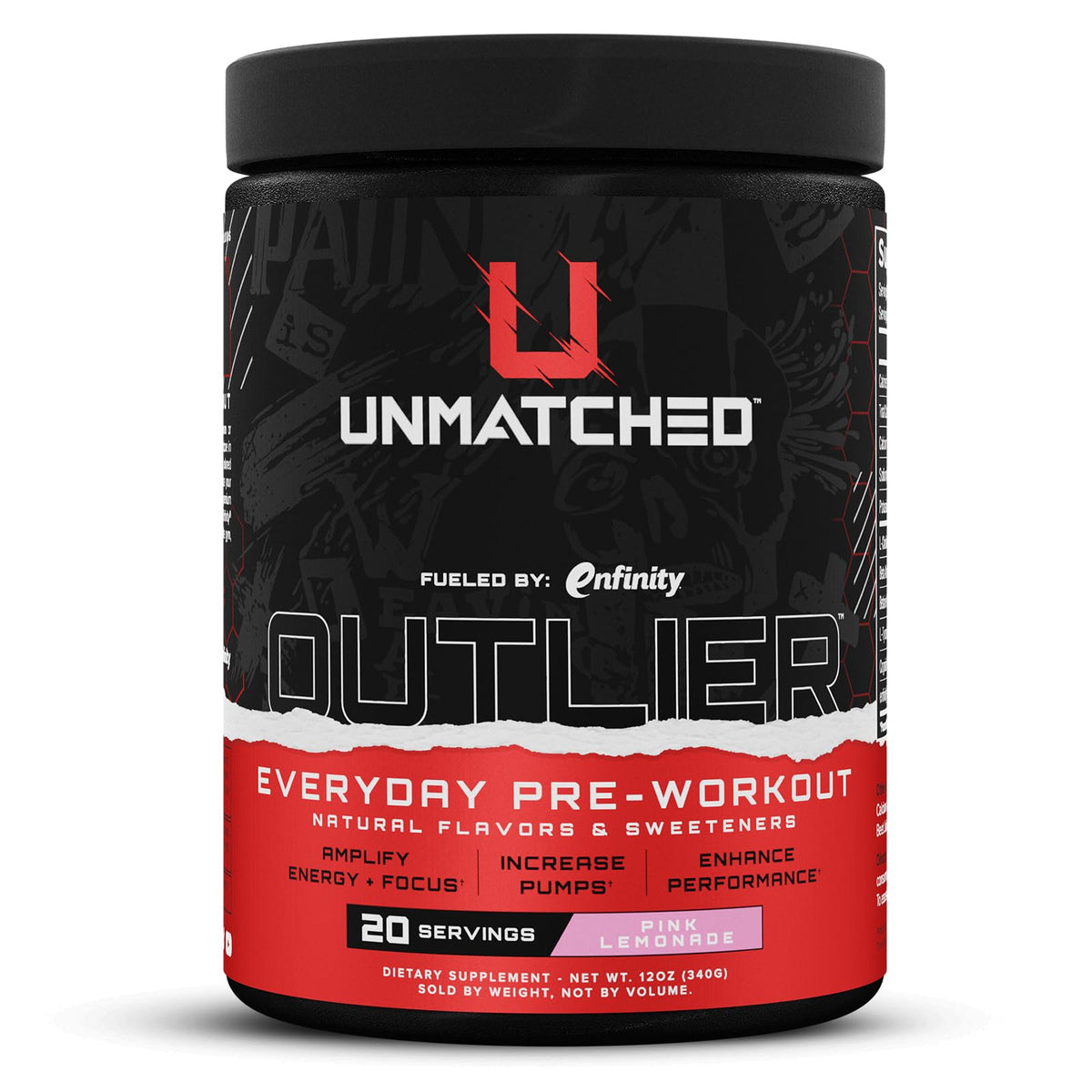 Unmatched Outlier pink lemonade tub for steady energy during workouts