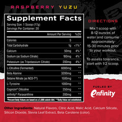 Unmatched Outlier raspberry-yuzu scoop—flavored pre-workout dose before training.