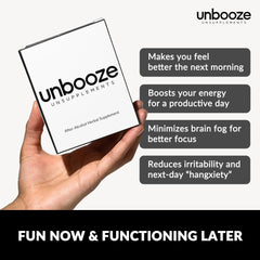 Unsupplements Unbooze capsules closeup showing a vitamin and herb blend.