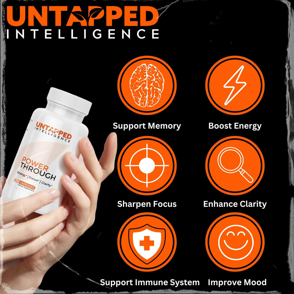 Untapped Intelligence Power Through label detail shows natural ingredients.