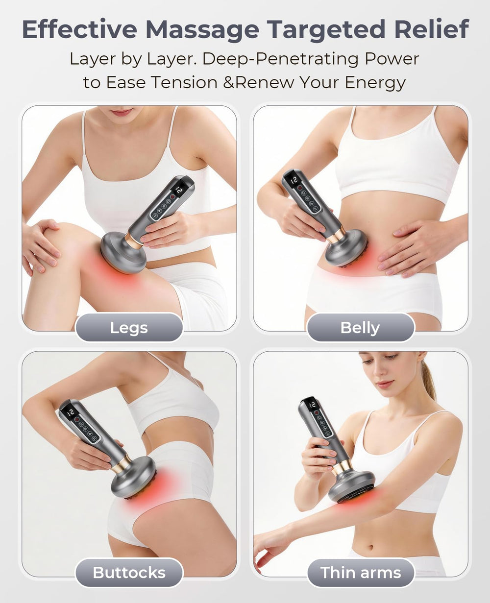 Uojojop cupping device features a skin smoothing roller for texture and absorption.