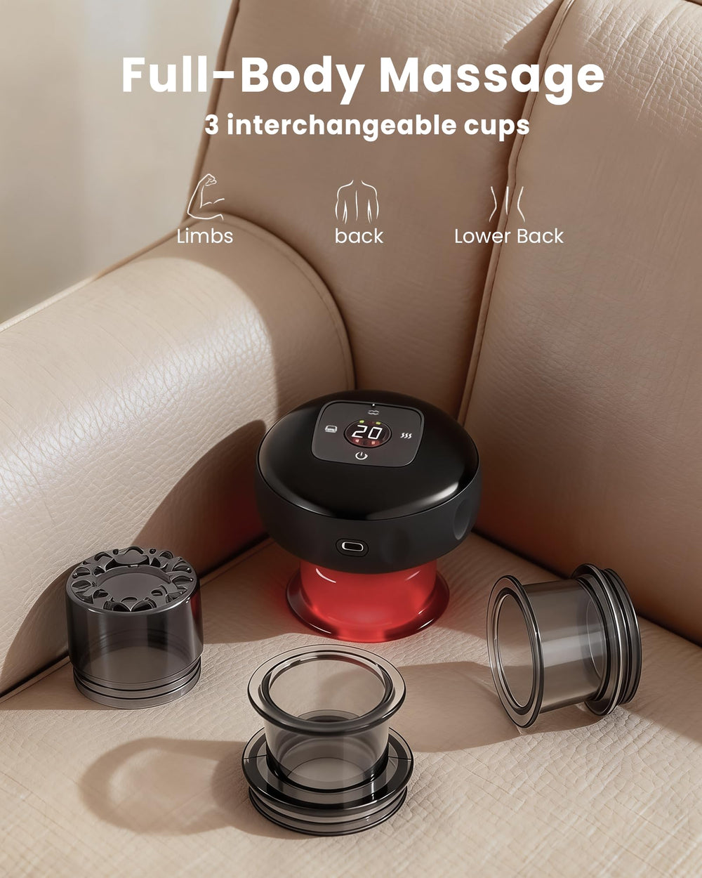 UOTT device used on back and shoulders for soothing muscle tension
