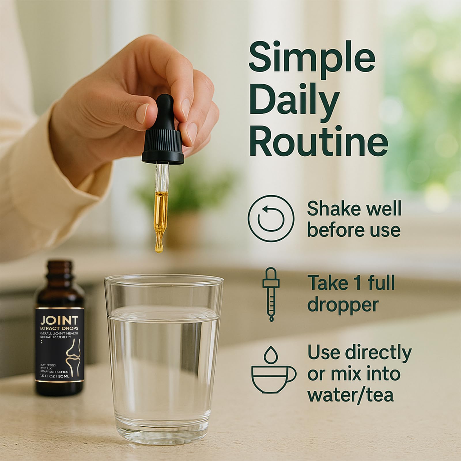 UOZXIL drops added to tea or water for daily use