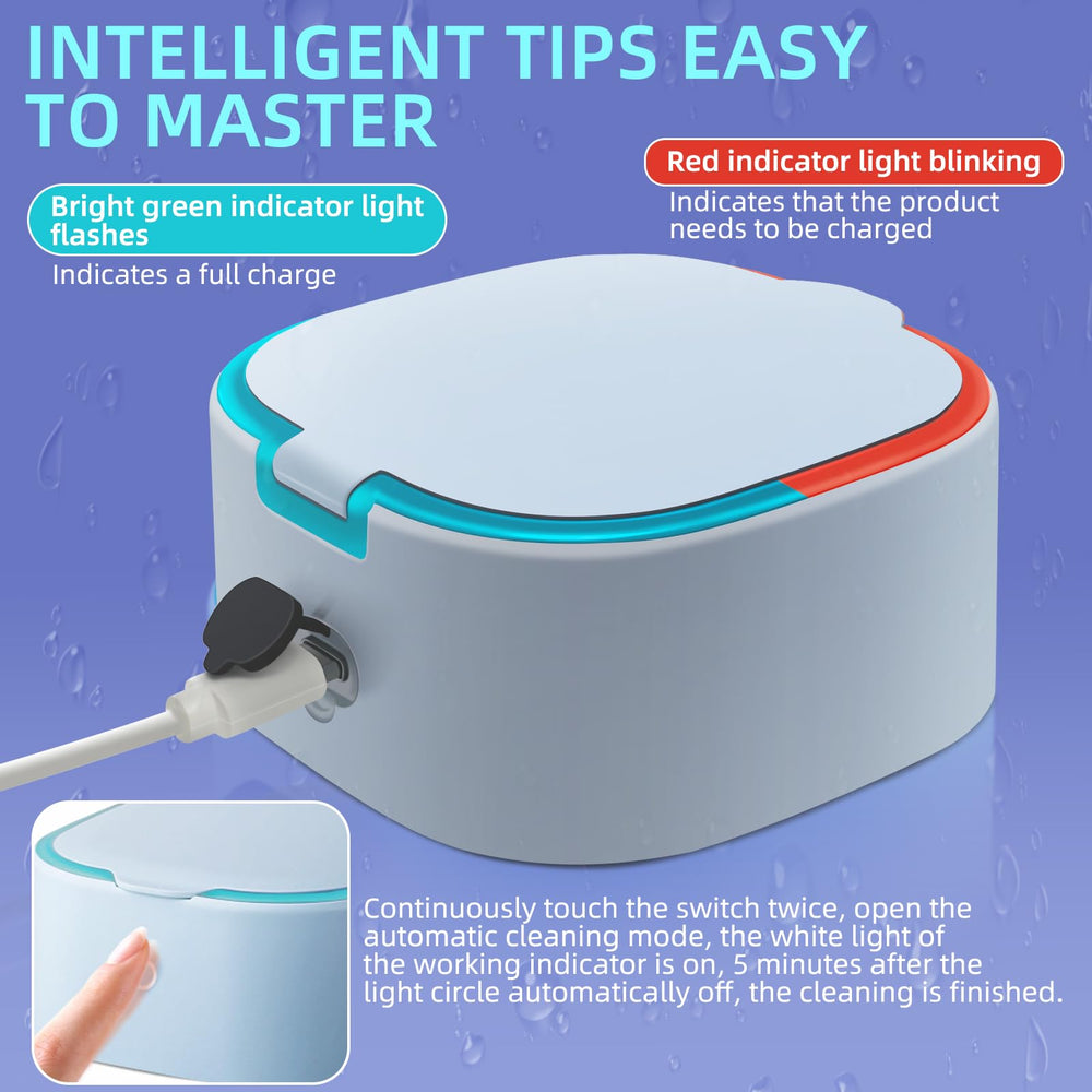 UpaClaire Mega Sonic Cleaner lens cleaning action demonstrating ultrasonic cleaning on lenses.