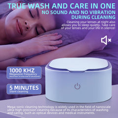 UpaClaire Mega Sonic Cleaner travel case with mirror for portable lens care.