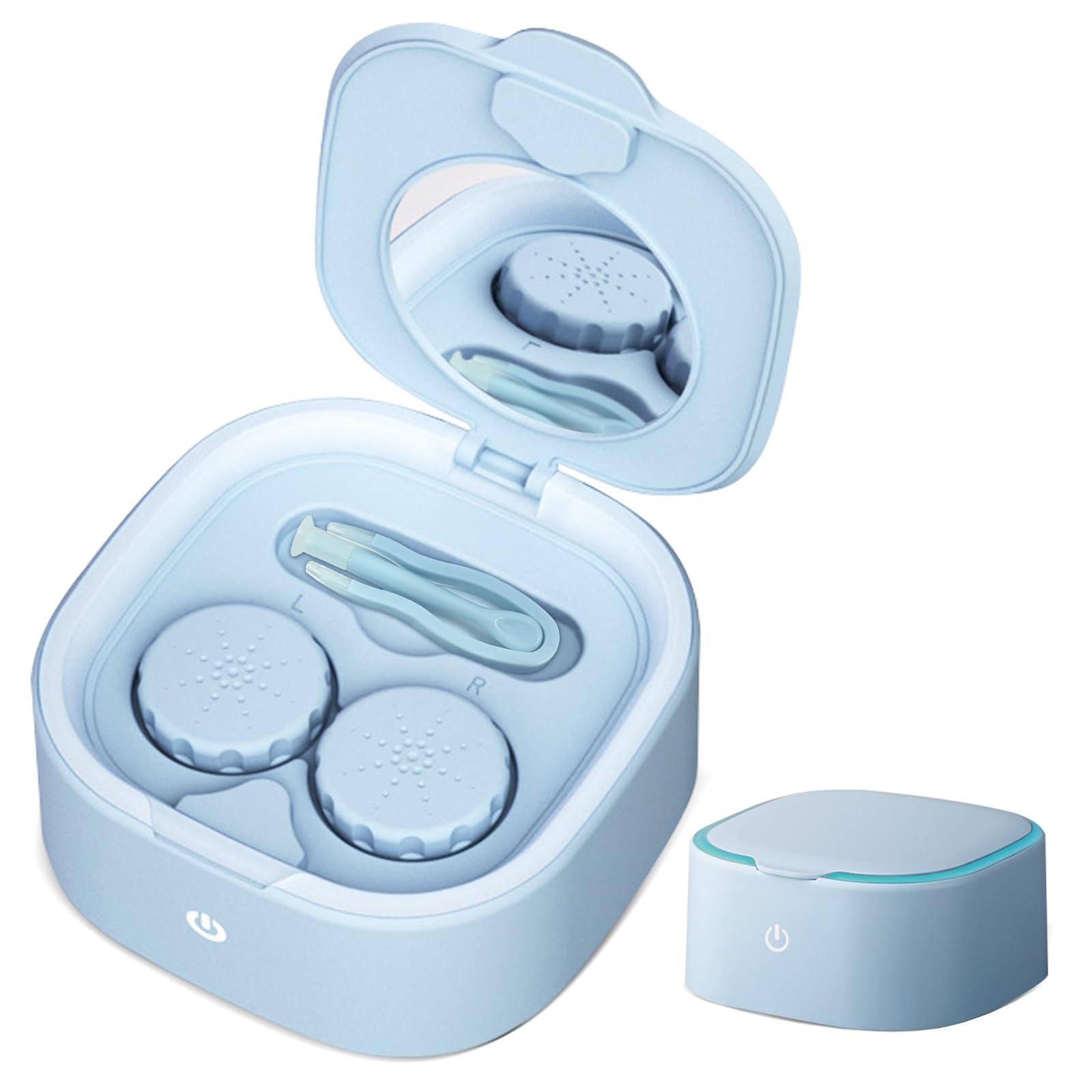 UpaClaire ultrasonic cleaner showing 360-degree cleaning for OK and RGP lenses