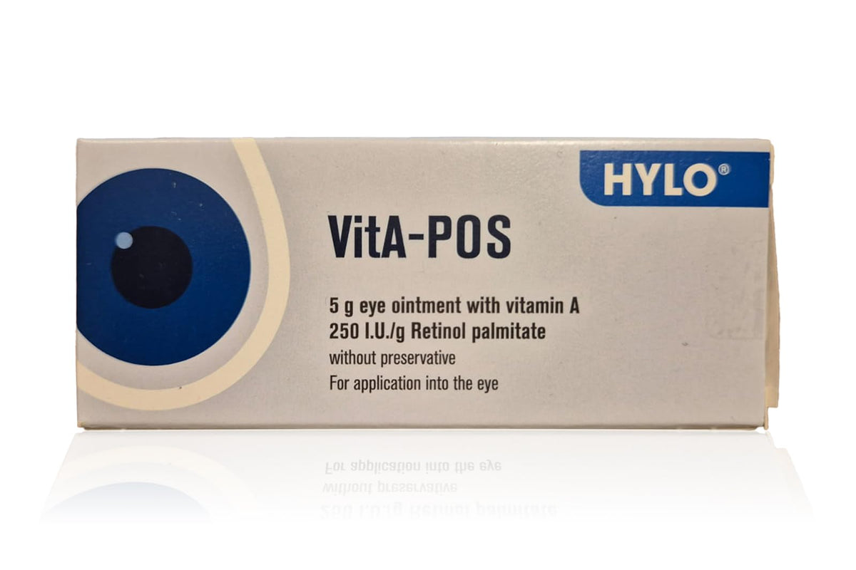 UPAX VitA-POS Eye Comfort Ointment tube ready for nighttime hydration.