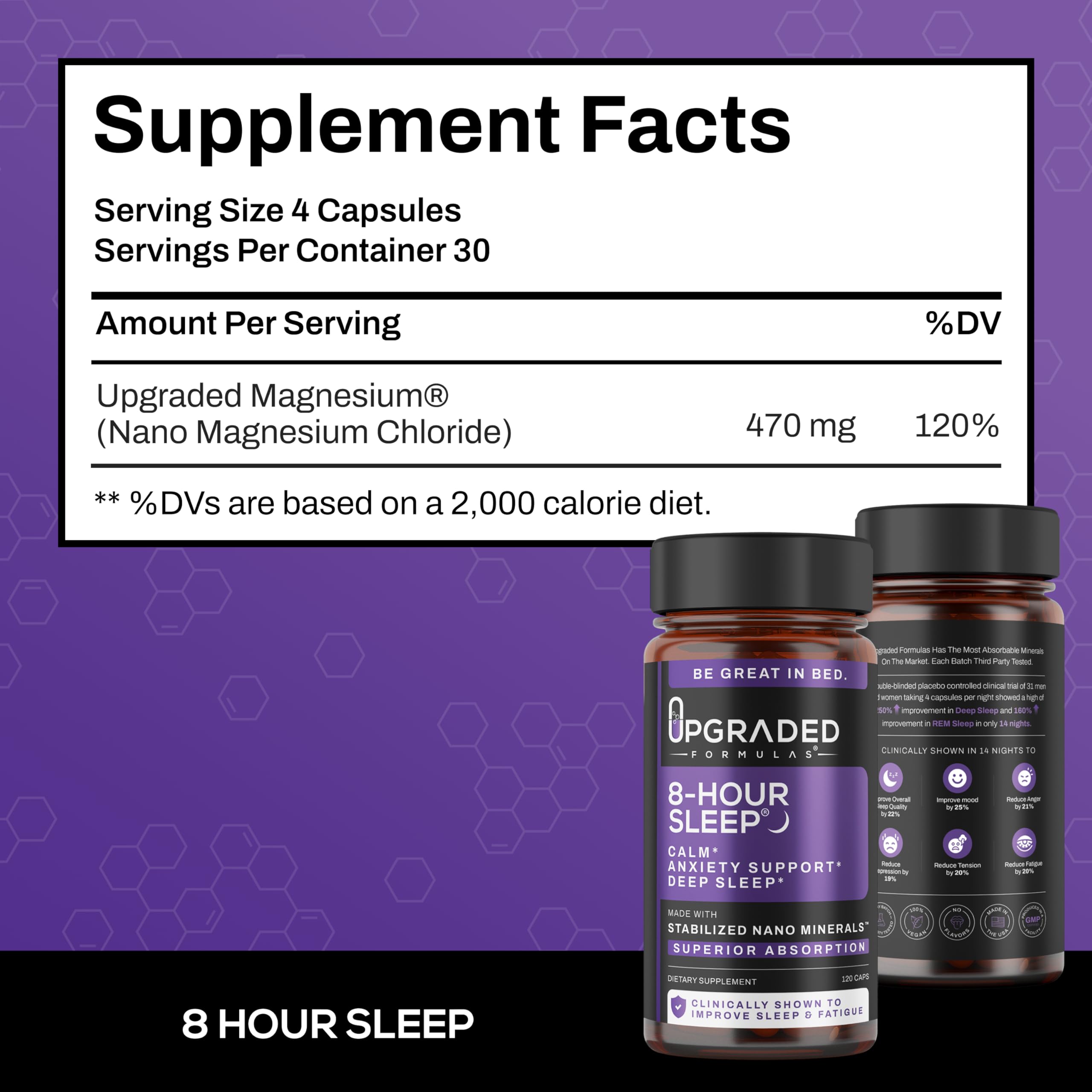 Upgraded Formulas 8-Hour Sleep scoop included for measured servings.