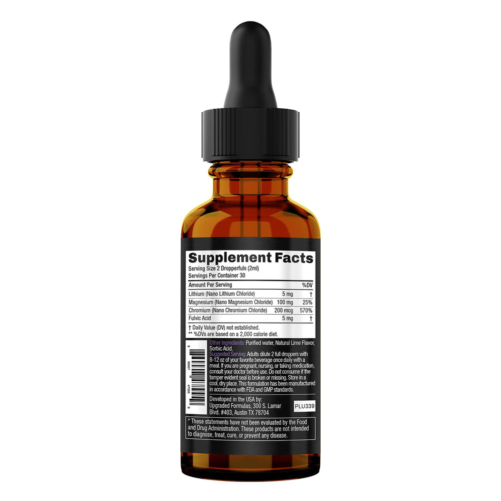 Upgraded Formulas Mood label detail highlights minerals for balance.