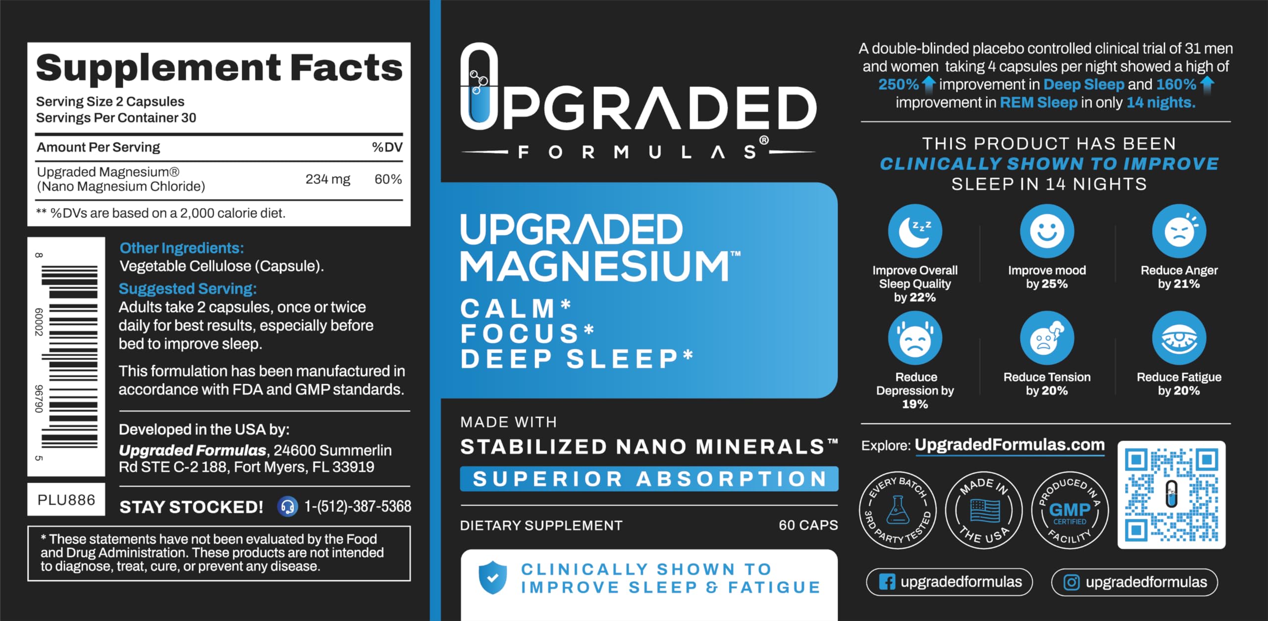 Upgraded Formulas Nano Magnesium bottle beside glass of water for bedtime routine