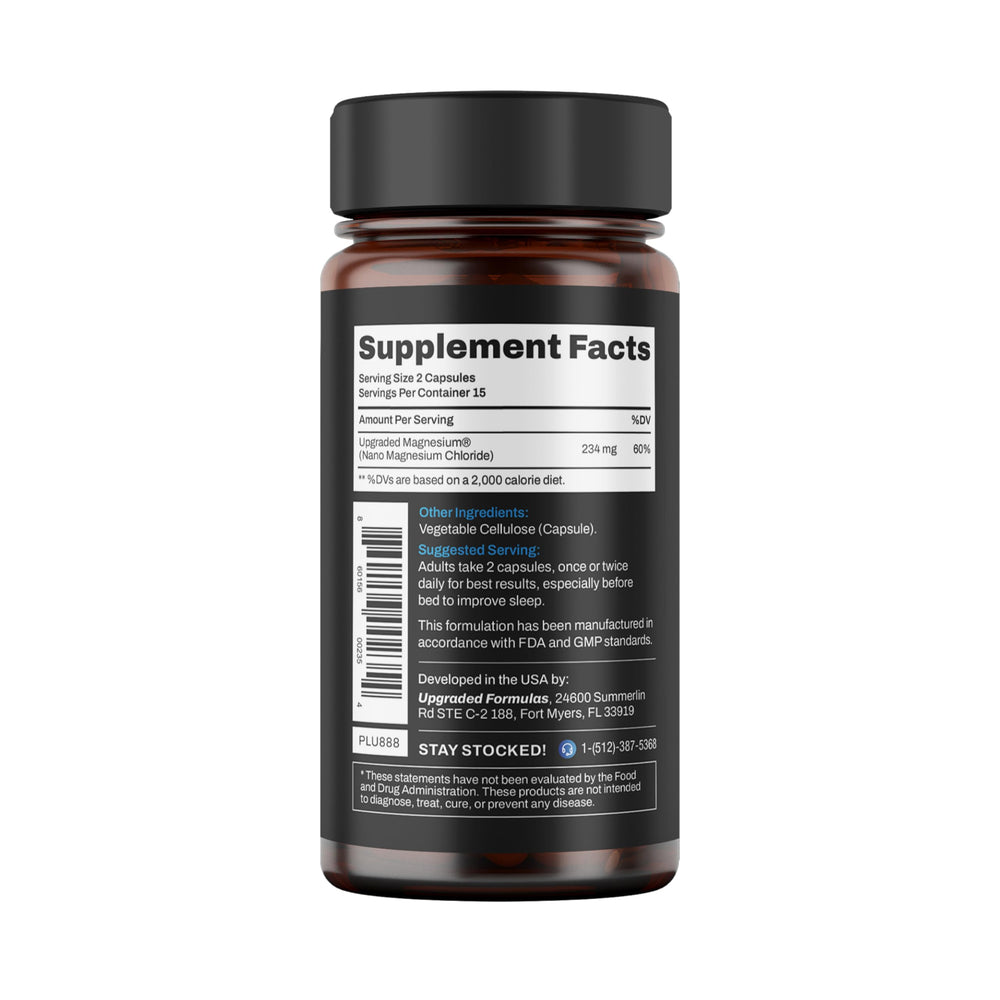 Upgraded Formulas Nano Magnesium trial chart notes third-party results.