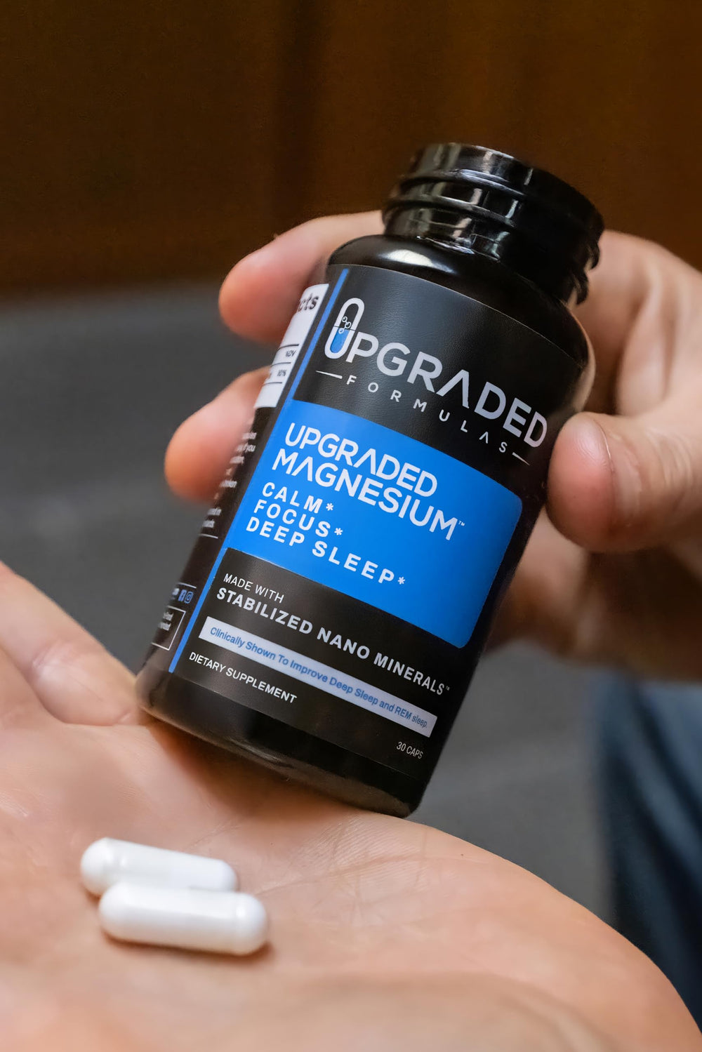 Upgraded Formulas Nano Magnesium label indicates vegan and keto compatibility.