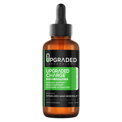 Upgraded Formulas Upgraded Charge bottle pour, indicating quick electrolyte delivery for daily energy