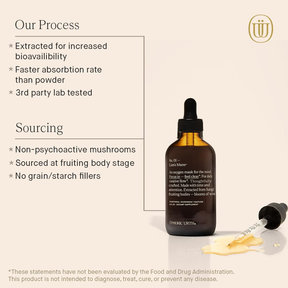 UPHORIC URTH Lions Mane small-batch packaging signaling craft quality