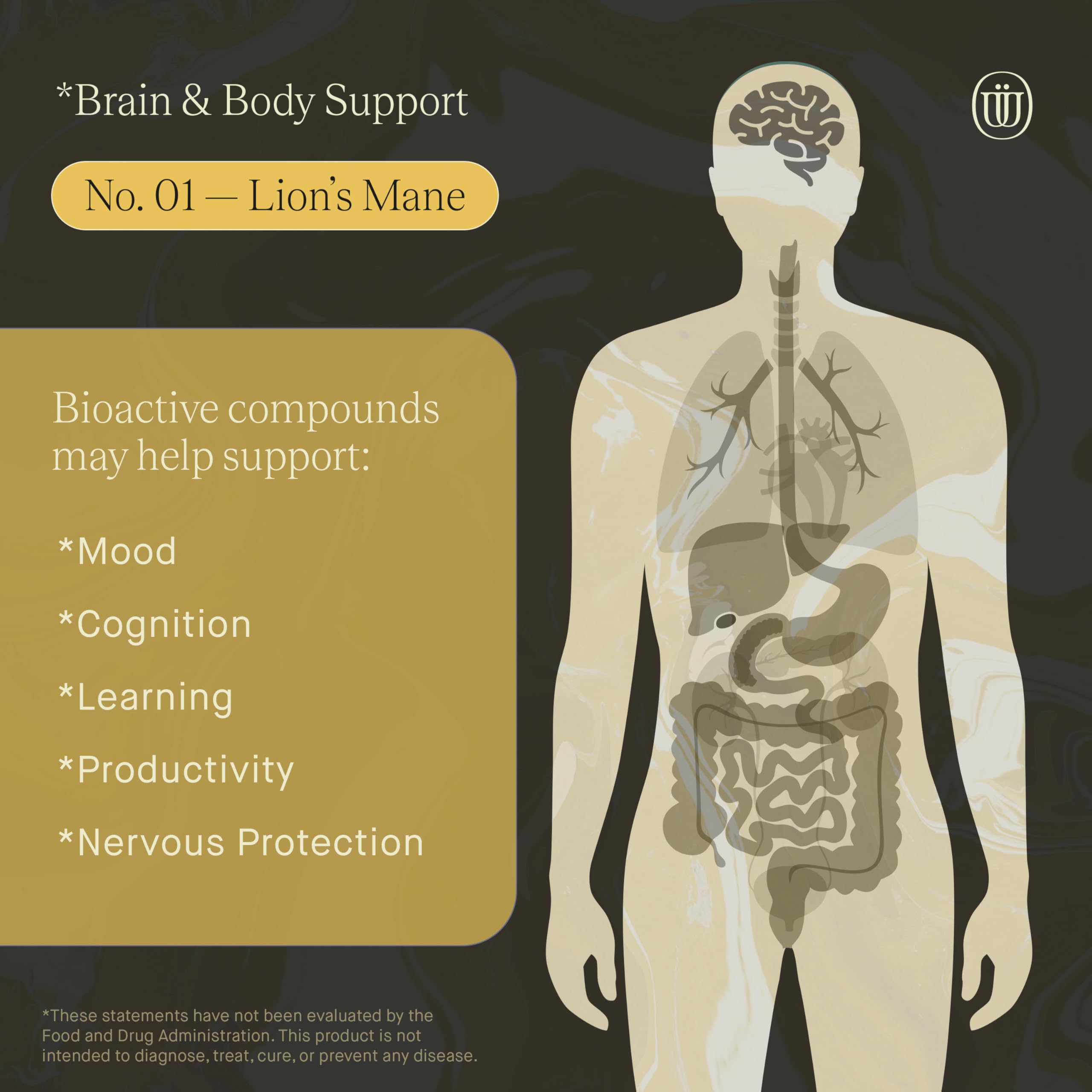 UPHORIC URTH Lions Mane vegan gluten-free packaging appealing to mindful buyers