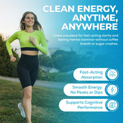 UPLIFE Energy Gum nutrition closeup: 40mg caffeine and 80mg L-Theanine