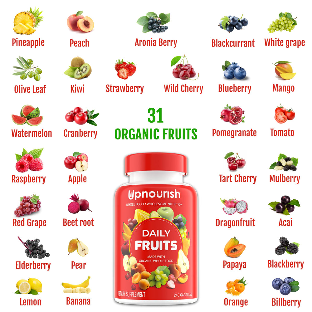 UpNourish bottle on shelf conveys a family-friendly daily supplement option.