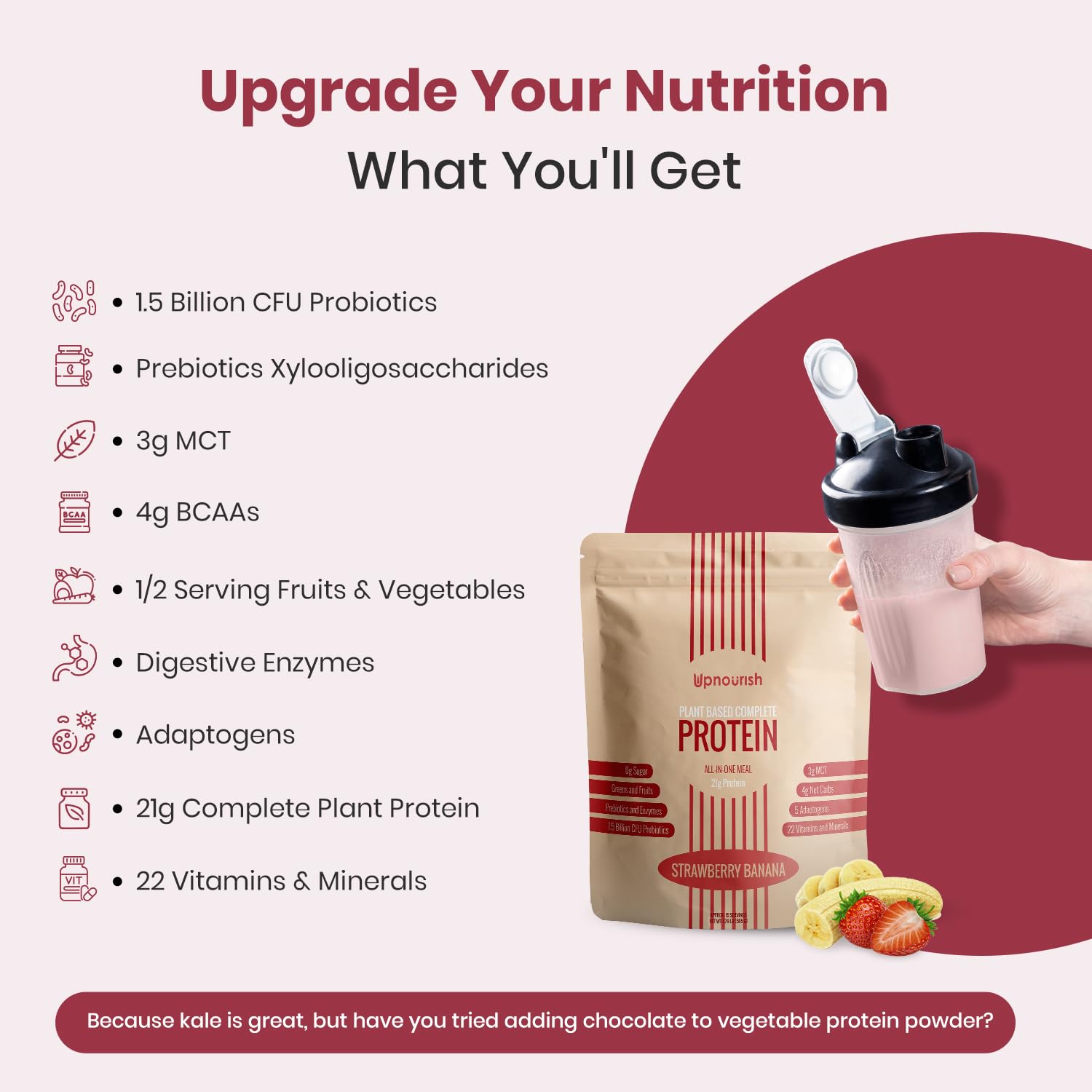 UpNourish dairy-free gluten-free ingredients list highlights a clean label.