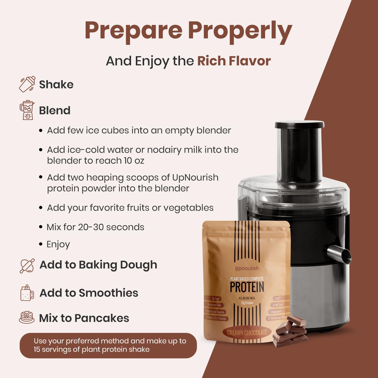 UpNourish packaging shows no sugar and no dairy, for keto-friendly nutrition.