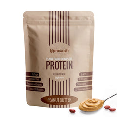 UpNourish Peanut Butter Vegan Protein Powder bottle with 54 superfoods for daily nourishment