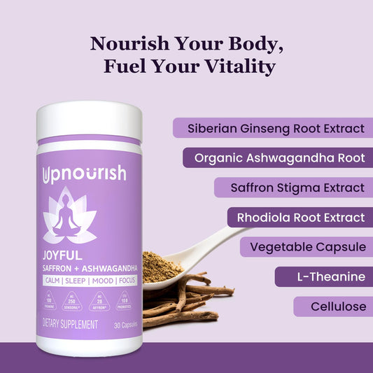 UpNourish Probiotics multi-strain bottle supports gut-brain balance and mood.