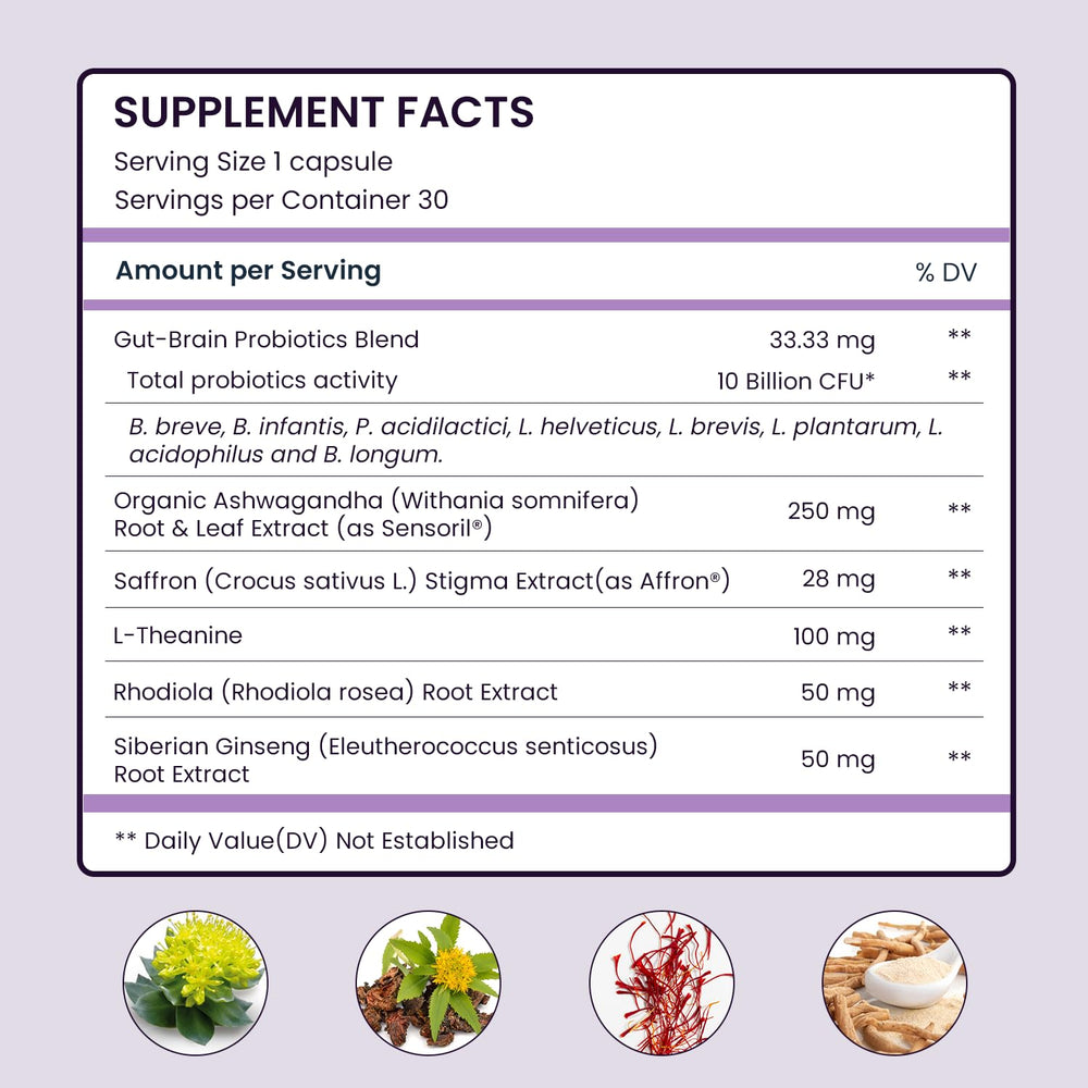UpNourish vegan capsules closeup for convenient daily stress and focus support.