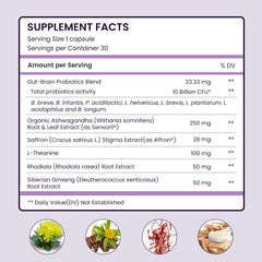UpNourish vegan capsules closeup for convenient daily stress and focus support.