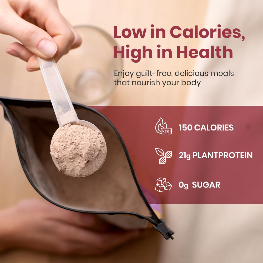 UpNourish vegan protein powder scoop and bowl ready for smoothies.