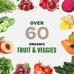 UpNourish Vegan Protein Vanilla bag front highlights 62 organic ingredients.