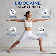 Uposiut Lidocaine 4% patches on knee target soreness for improved mobility.