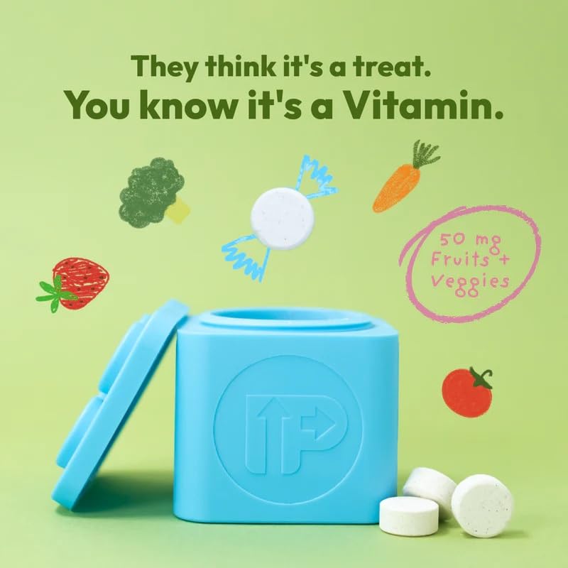 Close-up of fruit-punch flavored chewables from Upright Nutrition Children's Multivitamin.