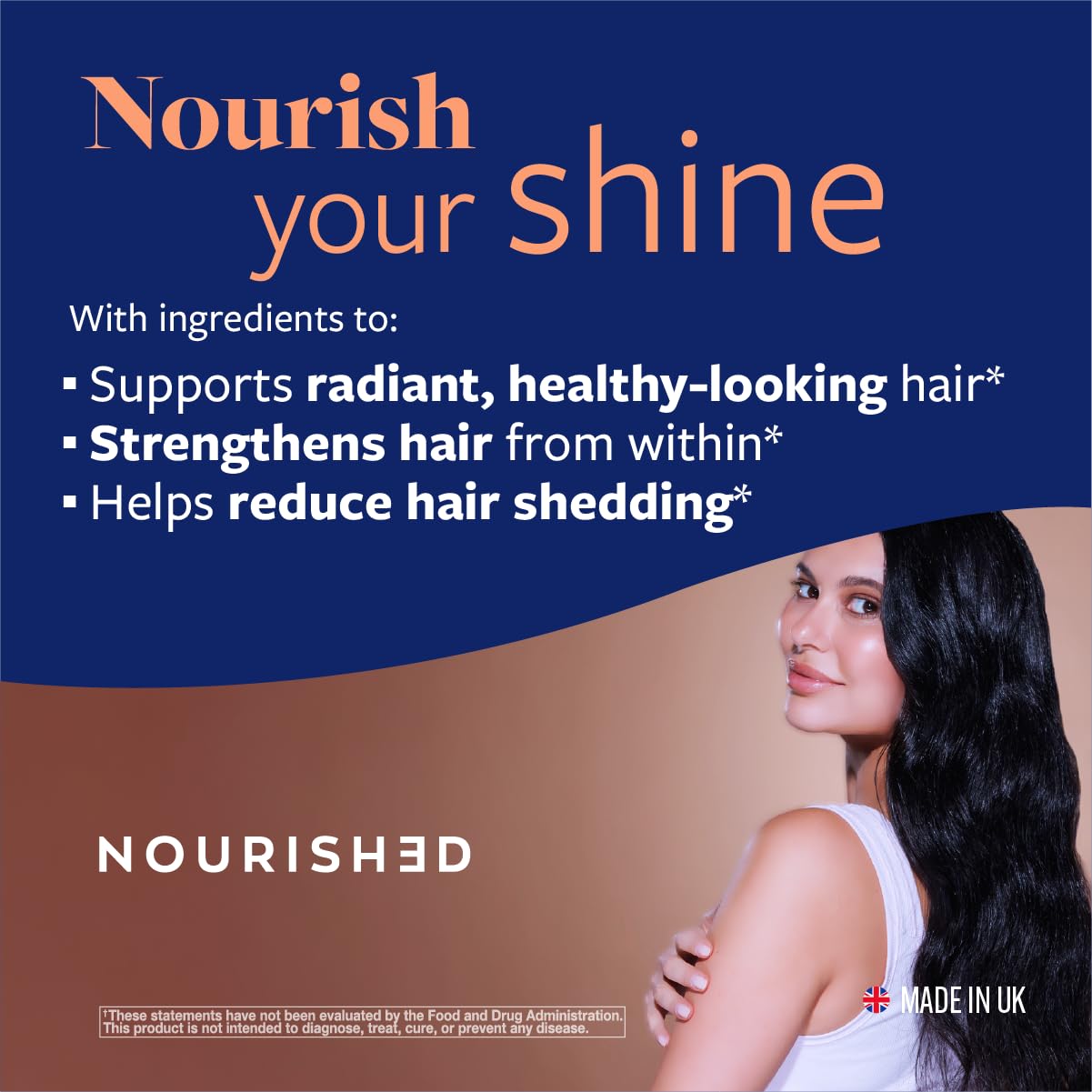 Close-up of Upsa capsules for hair health.