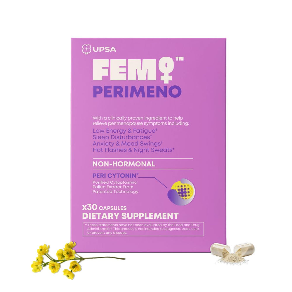 Upsa FEM Perimeno bottle on a dresser for simple daily use.