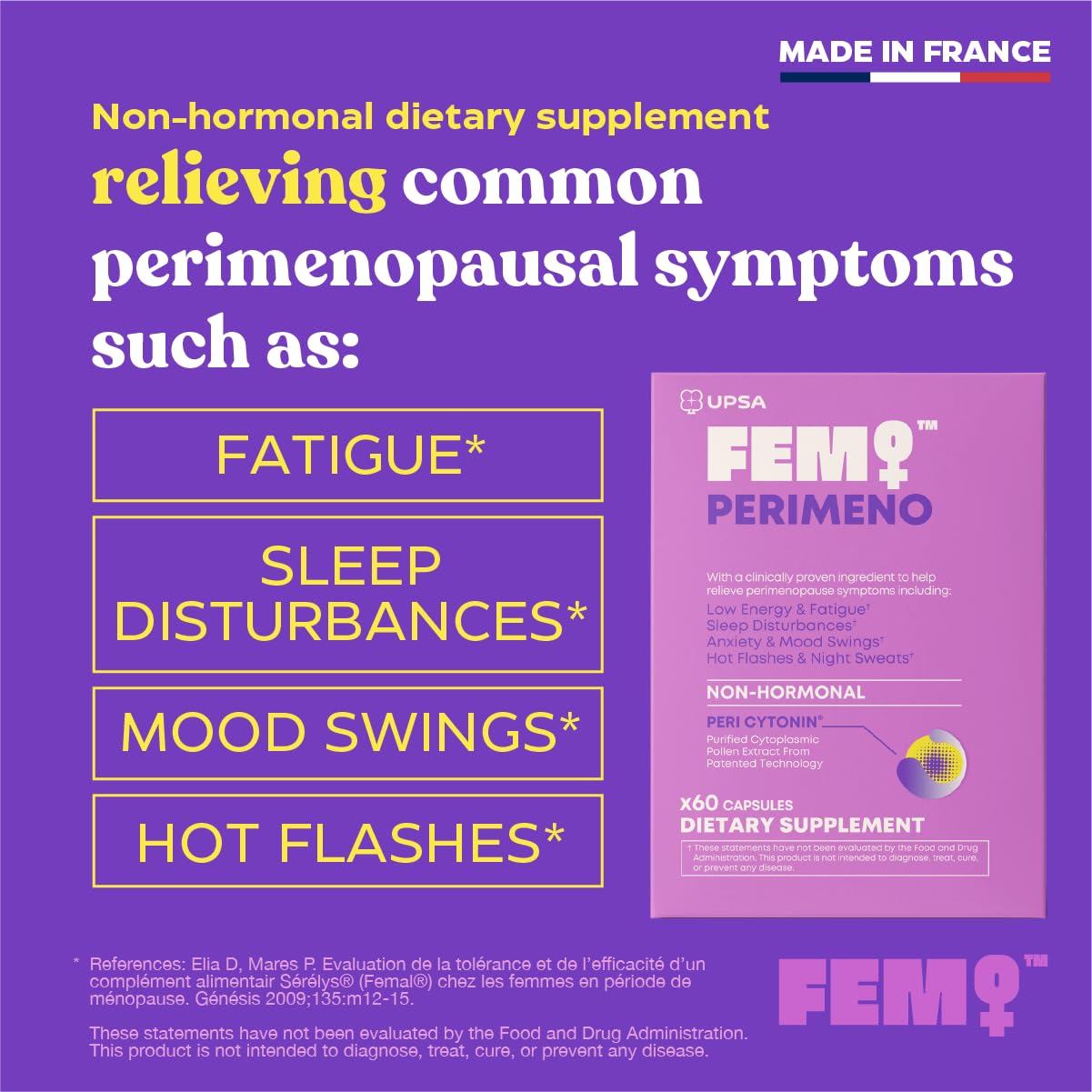 Upsa FEM Perimeno capsules close-up showing compact one-daily-dose.
