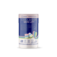 Upsa Nourished Collagen bottle with capsules for daily skin support.