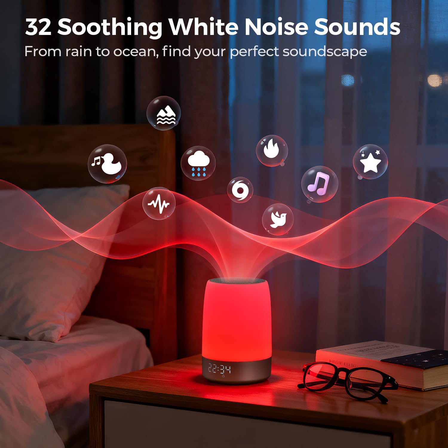 Uptimus Sleep Sound Machine with 32 sounds library for calm nights
