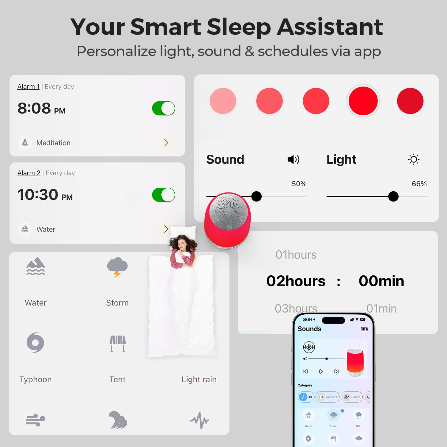 Uptimus Sleep Alarm System with multiple alarms for daily planning
