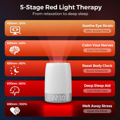 Uptimus Smart Red Light Therapy Lamp as bedside night-light during evening