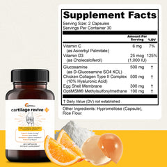 Cartilage Revive capsules shown for easy two-capsule daily dose.