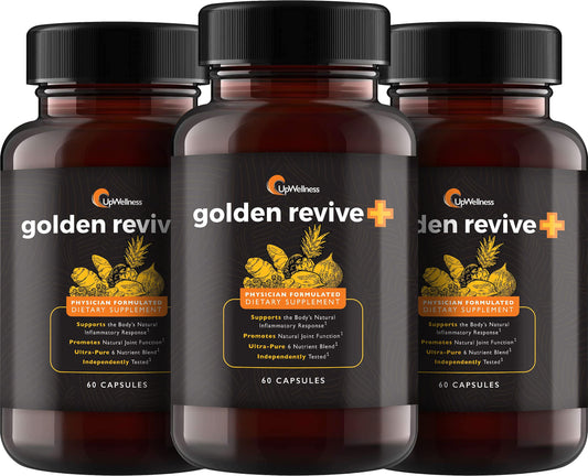 UpWellness Golden Revive+ bottle for daily joint support.