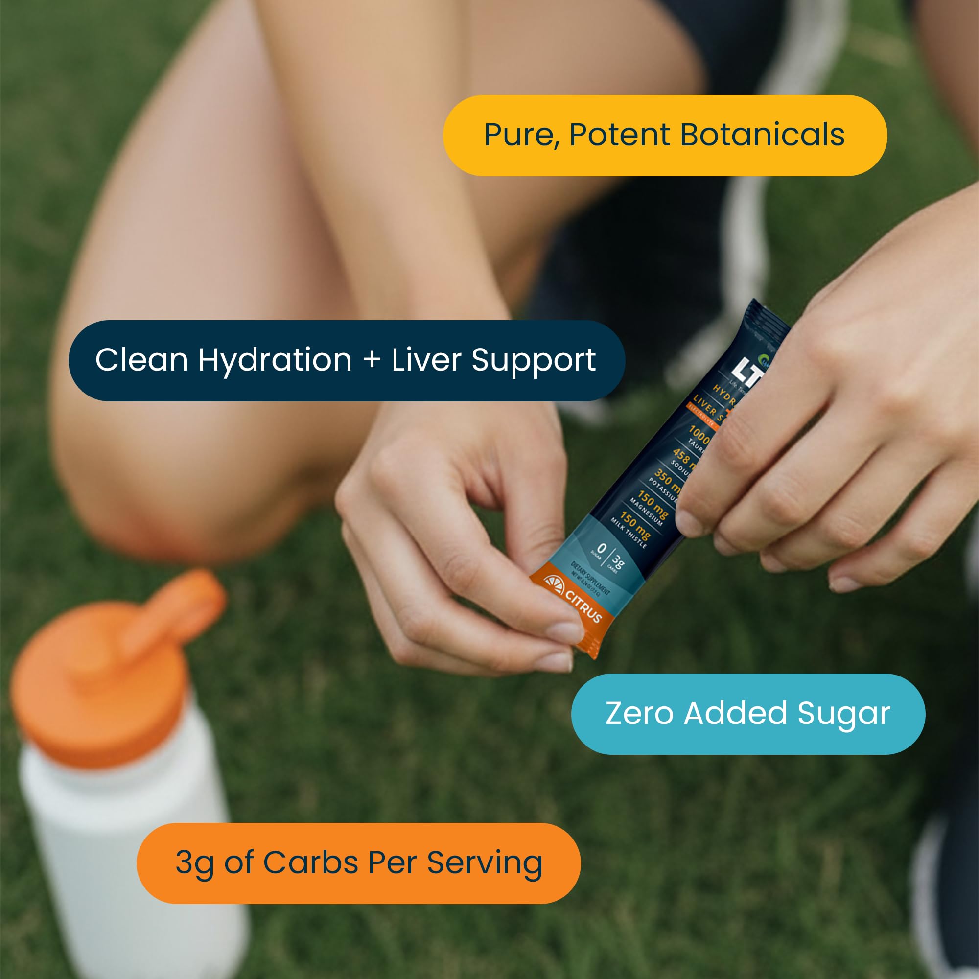 UpWellness LTV mixing-in-water scene shows versatile use before or after workouts.