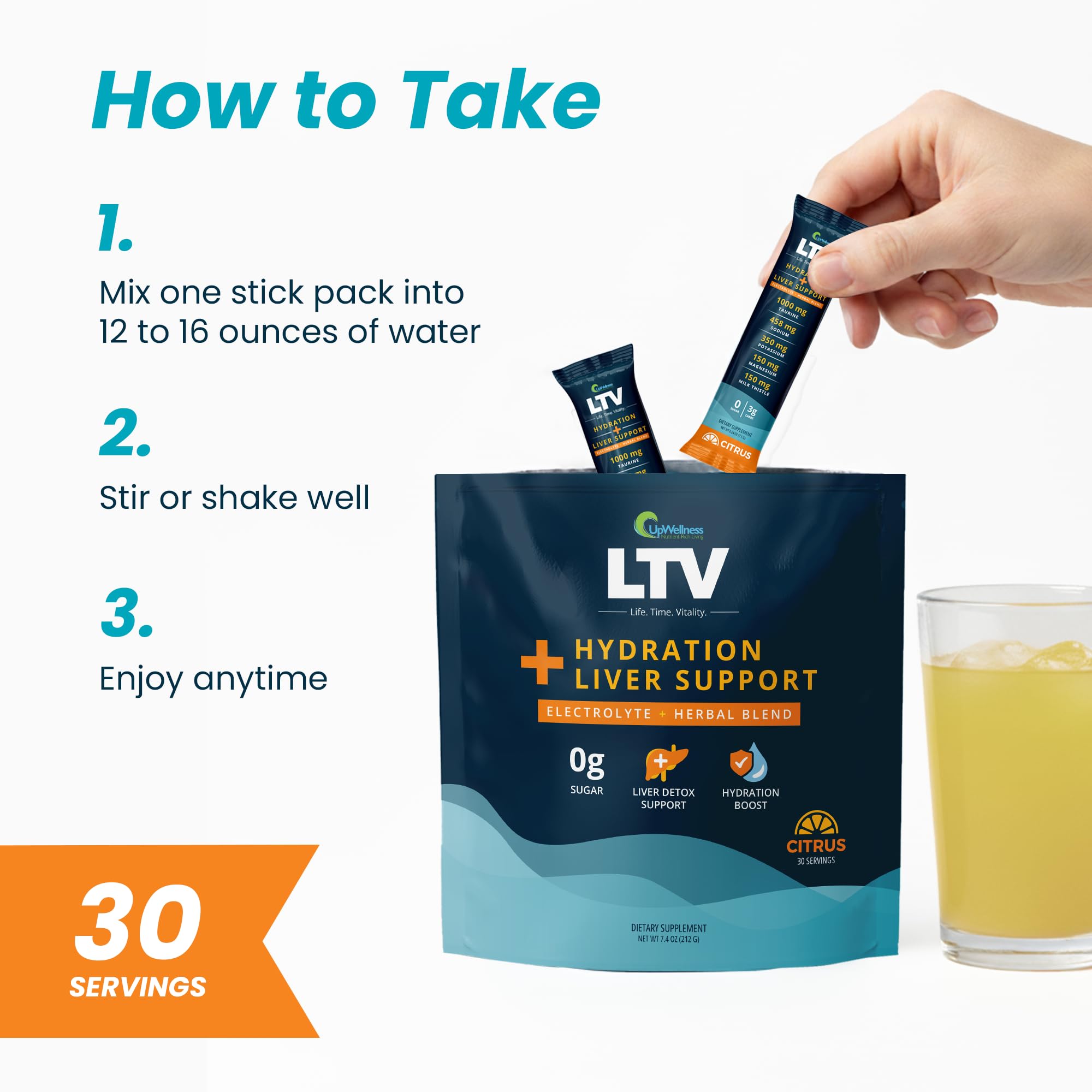 UpWellness LTV physician-formulated blend by Dr. Joshua Levitt for vitality.