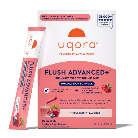 Uqora Flush Advanced+ cranberry powder image highlighting the cranberry dose
