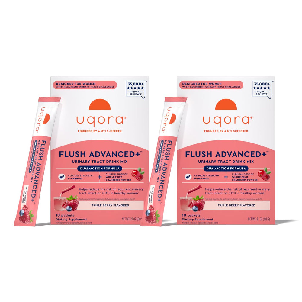 Uqora Flush Advanced+ packets front view highlighting daily use