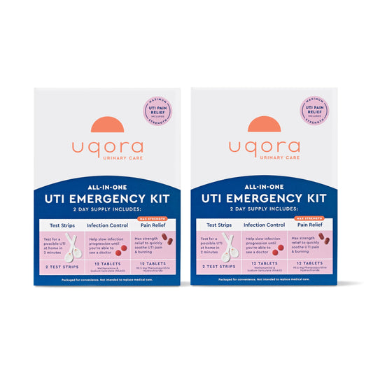 Uqora UTI Emergency Kit test strips provide quick at-home screening.