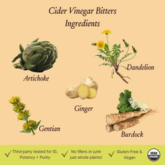 Urban Moonshine Cider Vinegar with artichoke leaf component highlighting digestion benefits